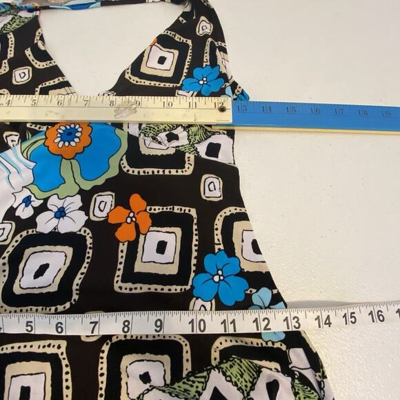 Vintage 90s Y2K Fave’ Babydoll Halter MaxiDress S Floral Stretch Beach Coastal - Picture 3 of 7